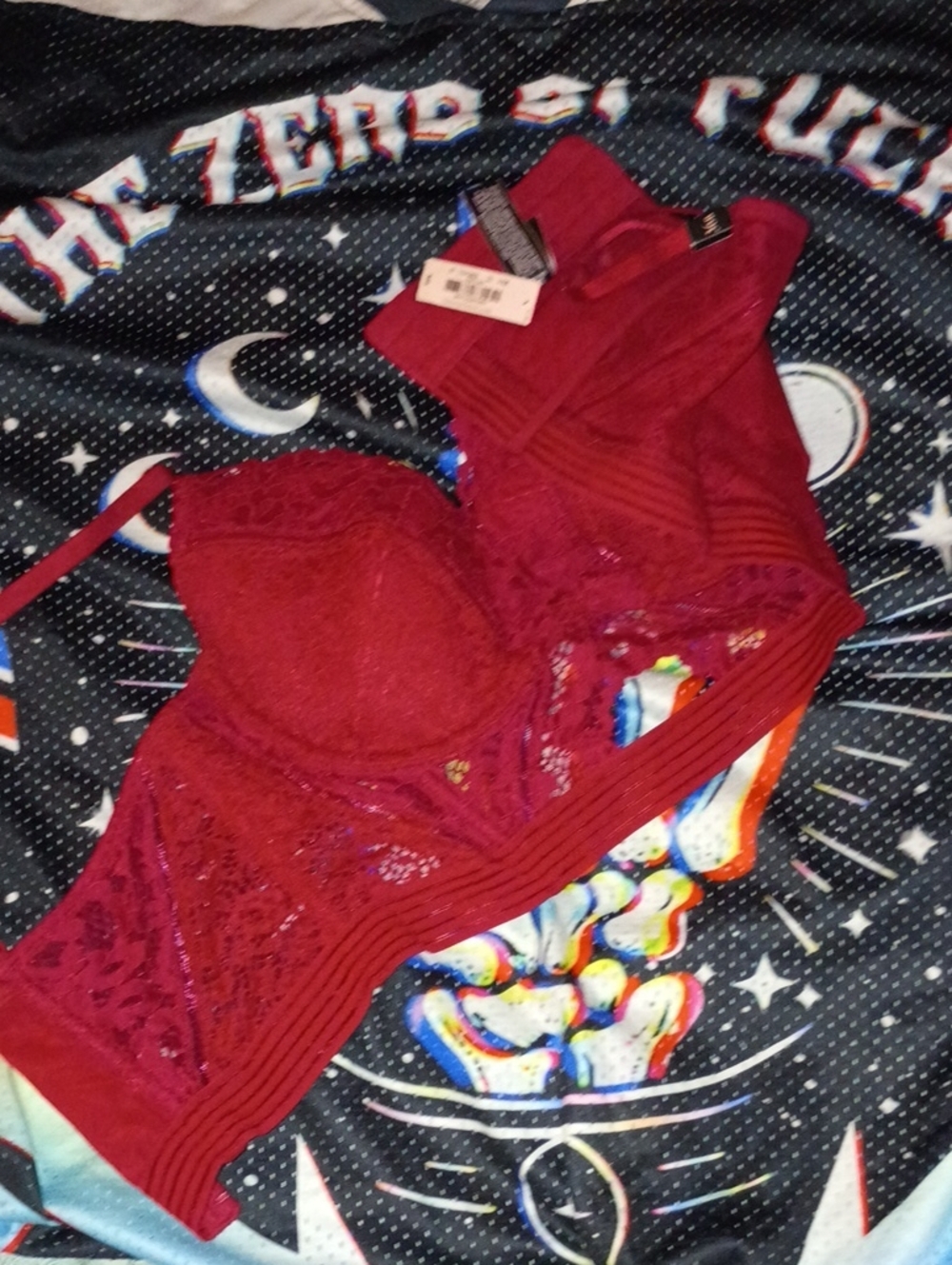 Victoria's Secret Deep Red Lace Longline Bra